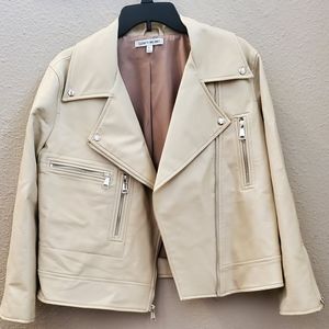 Leather jacket, cream colored, size Petite large
